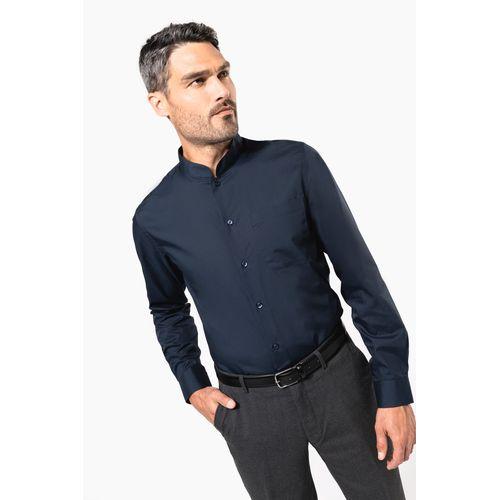 Men's long-sleeved mandarin collar shirt