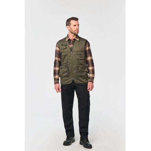Unisex lined multi-pocket polycotton vest