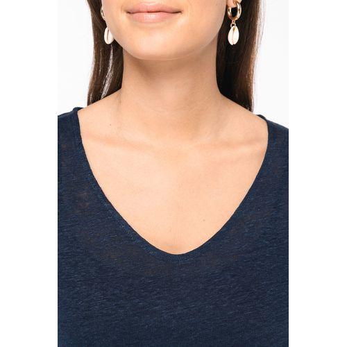 T-shirt col V en lin femme