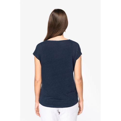T-shirt col V en lin femme