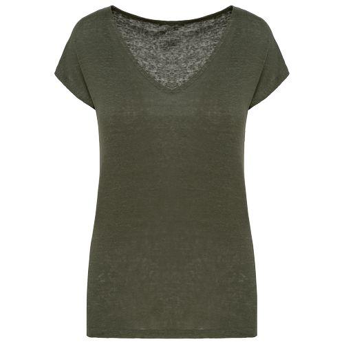 T-shirt col V en lin femme