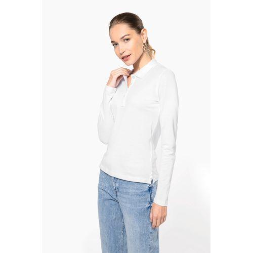 Polo piqué manches longues femme