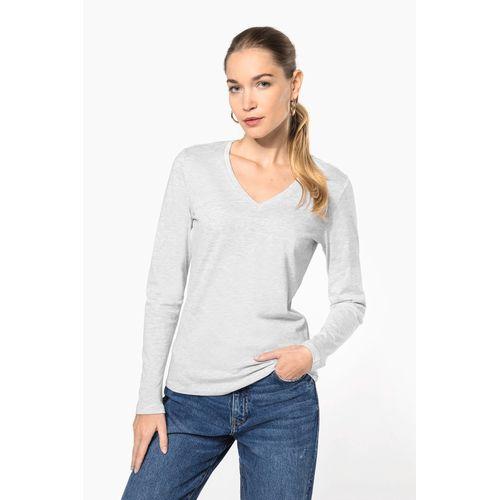 T-shirt col V manches longues femme