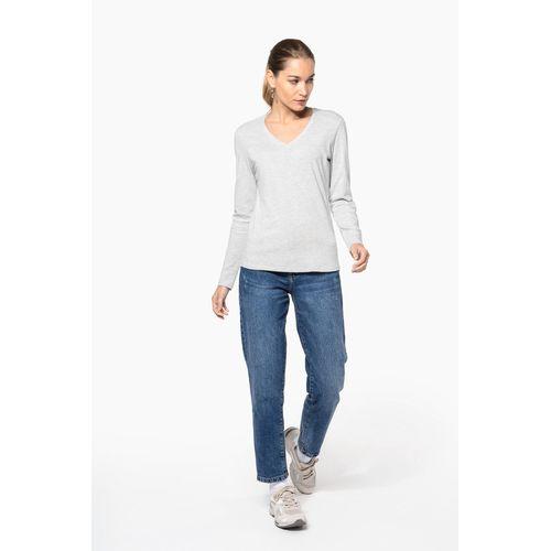 T-shirt col V manches longues femme