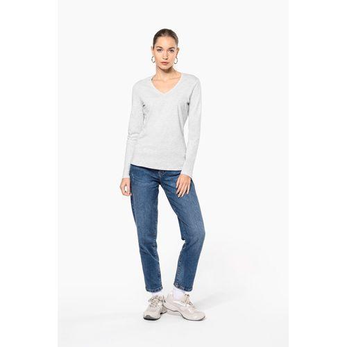 T-shirt col V manches longues femme