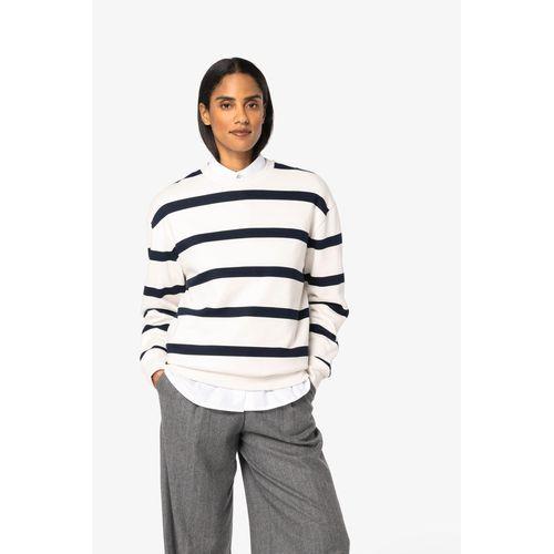 Sweat-shirt écoresponsable à col rond à rayures et épaules tombantes unisexe
