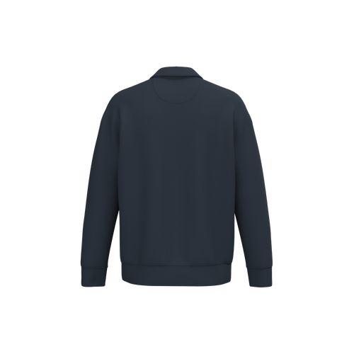 Eco-friendly unisex dropped shoulders quarter zipper sweatshirt with polo collar