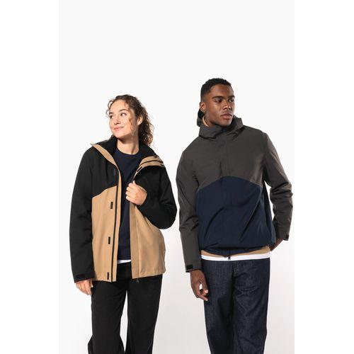 Unisex bi-tone 3 in 1 waterproof hooded parka