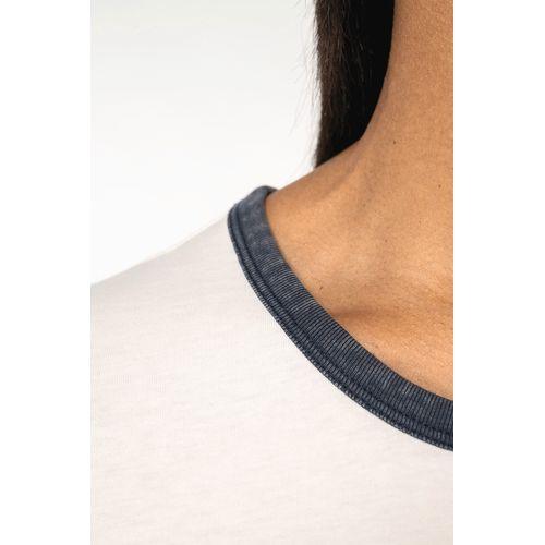 T-shirt ringer écoresponsable à bords contrastés effet délavé femme