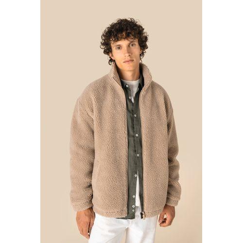 Sweat-shirt zippé à épaules tombantes en sherpa unisexe