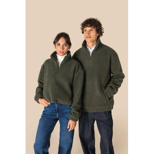 Sweat-shirt 1/4 zip à épaules tombantes en sherpa unisexe