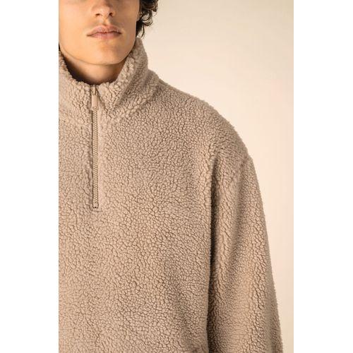 Sweat-shirt 1/4 zip à épaules tombantes en sherpa unisexe