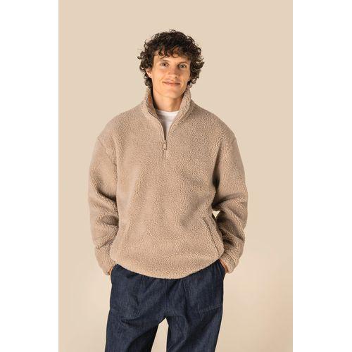 Sweat-shirt 1/4 zip à épaules tombantes en sherpa unisexe