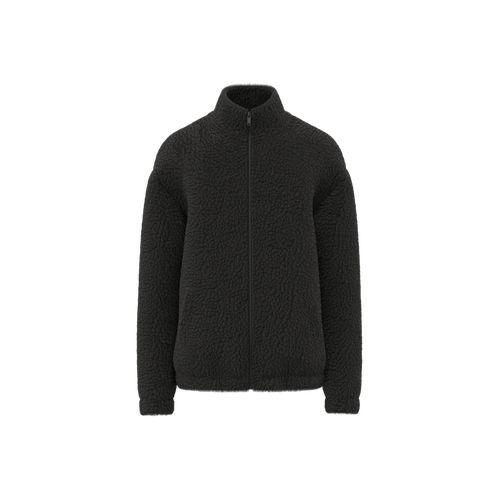 Sweat-shirt zippé à épaules tombantes en sherpa unisexe
