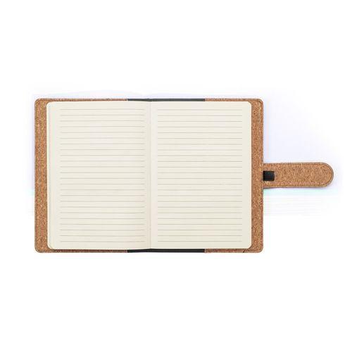 FIELDING. A5 folder in cork and recycled polyester (100% rPET) with removable notepad