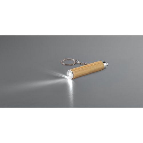 RACHEL. Bamboo and ABS key ring with LED torch