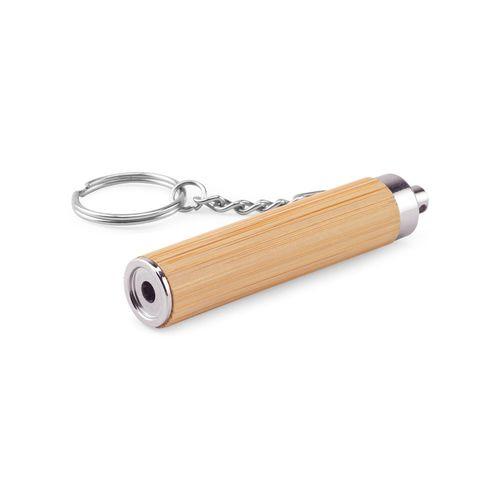 RACHEL. Bamboo and ABS key ring with LED torch