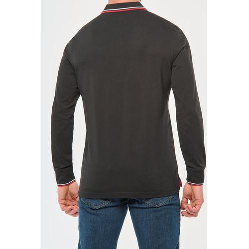 Polo maille piquée manches longues homme