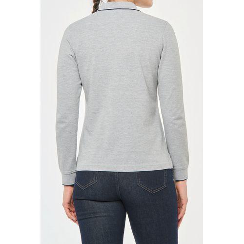 Polo maille piquée manches longues femme