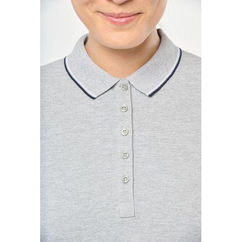 Polo maille piquée manches longues femme