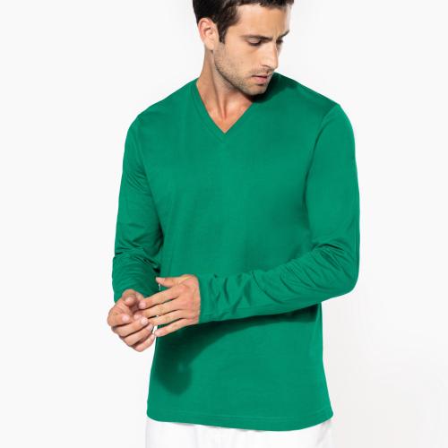 Men's long-sleeved V-neck T-shirt