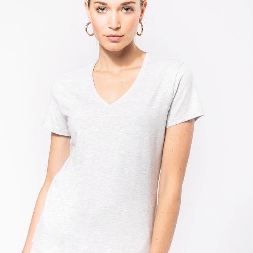 Ladies' short-sleeved V-neck T-shirt