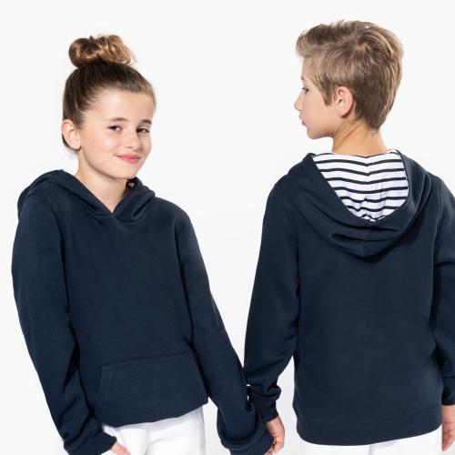 Unisex kids contrast patterned hooded sweatshirt