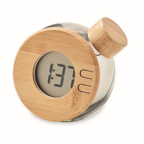 Water powered bamboo LCD clock MO6865-27