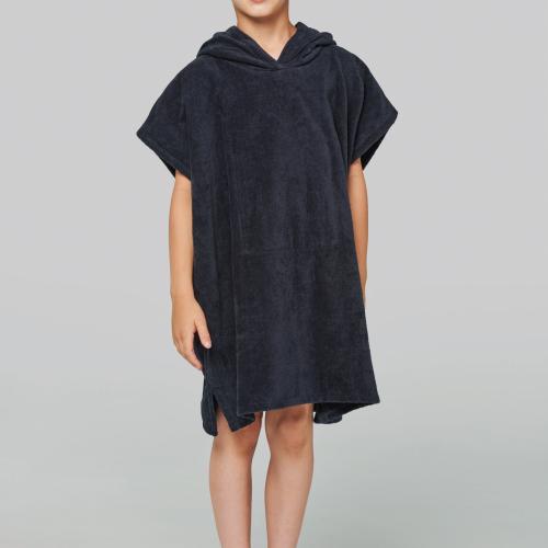 Kids hooded towelling poncho