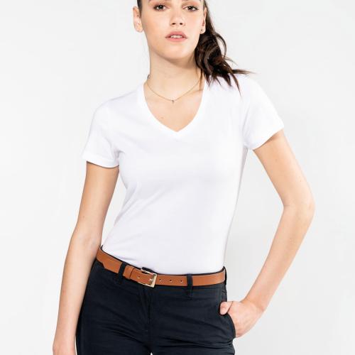 T-shirt Supima® col V manches courtes femme