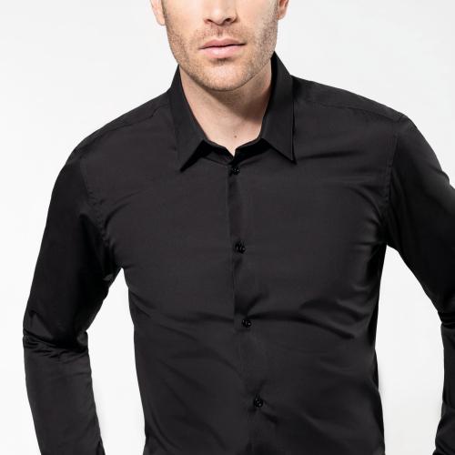 Men's long-sleeved poplin shirt