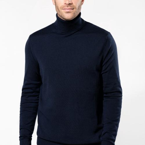 Pull Mérinos col roulé homme