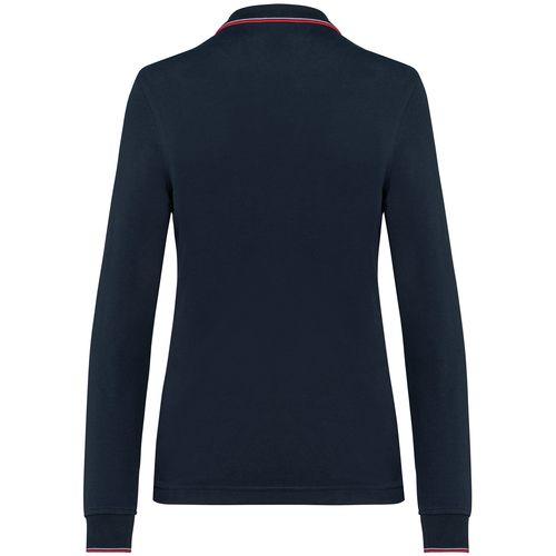 Polo maille piquée manches longues femme