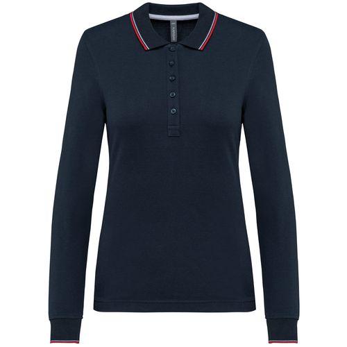 Polo maille piquée manches longues femme