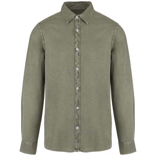 Chemise délavée en coton twill homme - 135g