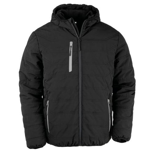 Recycled black compass quilted jacket
