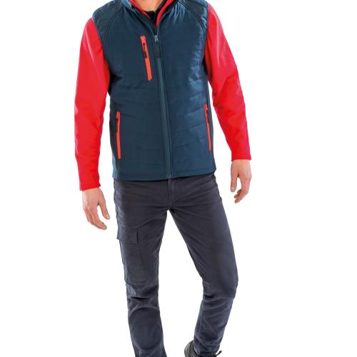 Black compass padded soft shell gilet