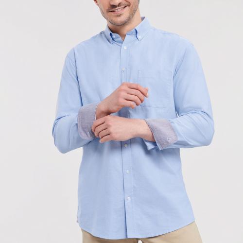 Long-sleeved washed Oxford Shirt