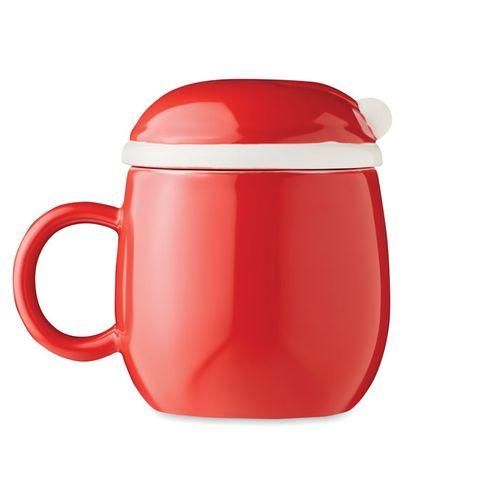 Ceramic mug with lid 370 ml SANTA
